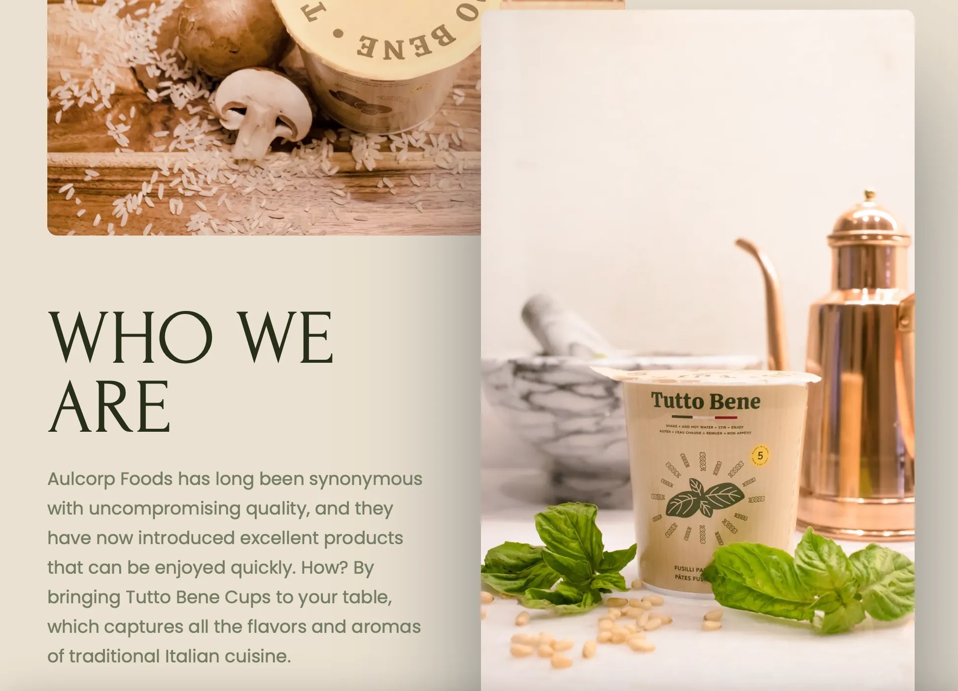 Tutto Bene Cups | Who we are page view